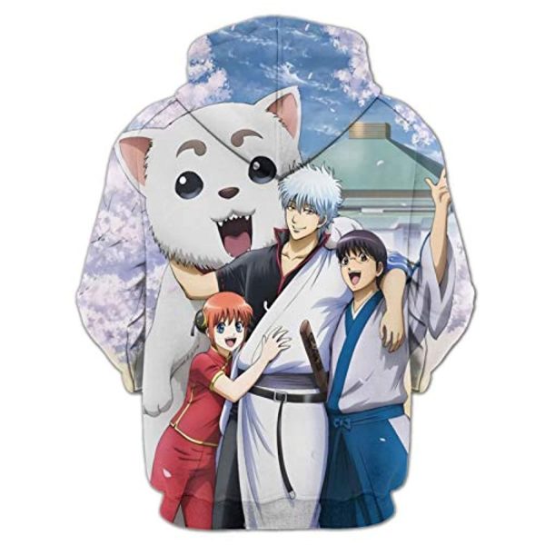 Anime Gintama Hoodies - 3D Long Sleeve Hooded Pullover Sweatshirt with Pockets
