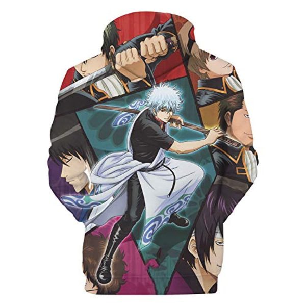 Anime Gintama Hoodies - Sakata Gintoki 3D Print Pullover Hoodie with Front Pocket