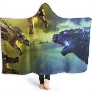 Anime Godzilla King of the Monsters Flannel Hooded Blanket