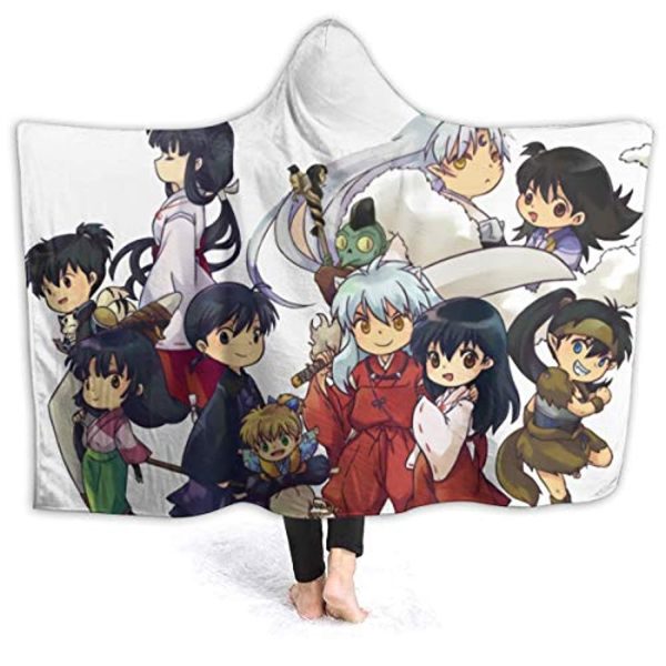 Anime Inuyasha Hooded Blanket - All Season 3D Hooded Blanket for Kids Teens and Adults