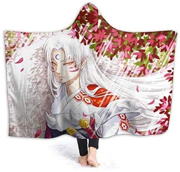 Anime Inuyasha Hooded Blanket - All Season 3D Hooded Blanket for Kids Teens and Adults