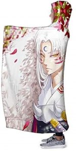 Anime Inuyasha Hooded Blanket - All Season 3D Hooded Blanket for Kids Teens and Adults