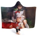 Anime Inuyasha Hooded Blanket - All Season 3D Hooded Blanket for Kids Teens and Adults