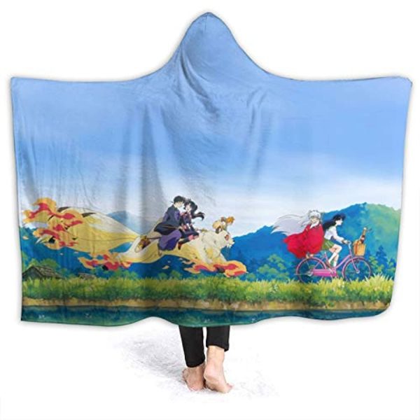 Anime Inuyasha Hooded Blanket - All Season 3D Hooded Blanket for Kids Teens and Adults