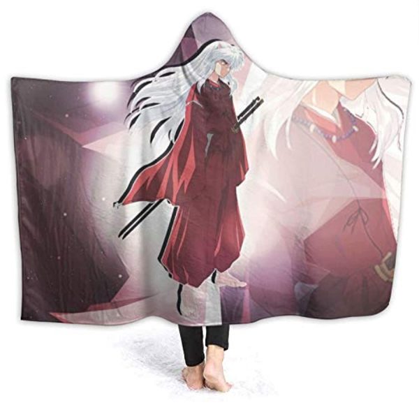 Anime Inuyasha Hooded Blanket - All Season 3D Hooded Blanket for Kids Teens and Adults