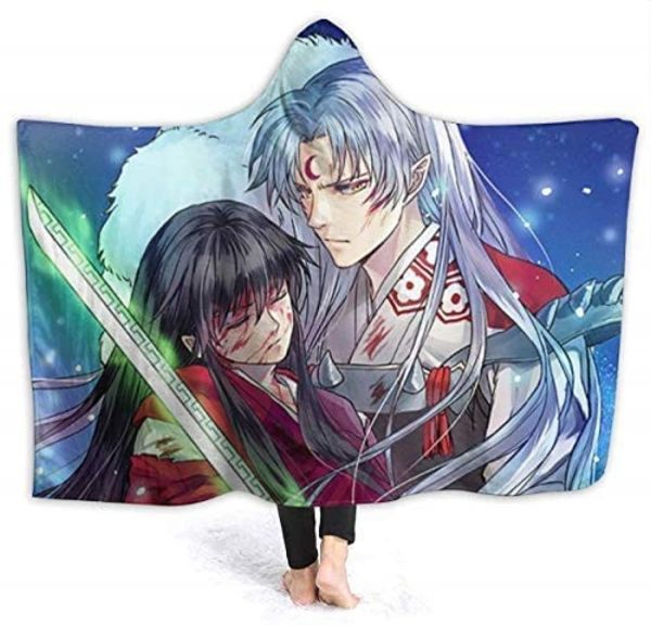 Anime Inuyasha Hooded Blanket - All Season 3D Hooded Blanket for Kids Teens and Adults