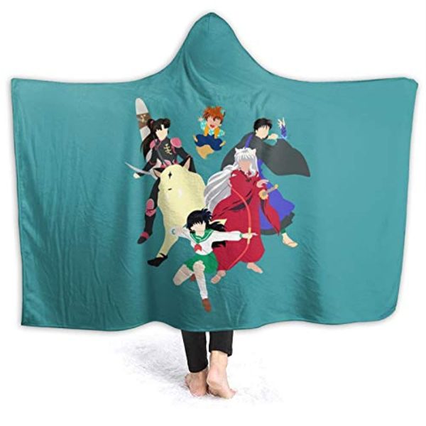 Anime Inuyasha Hooded Blanket - All Season 3D Hooded Blanket for Kids Teens and Adults