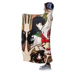 Anime Inuyasha Hooded Blanket - All Season 3D Hooded Blanket for Kids Teens and Adults