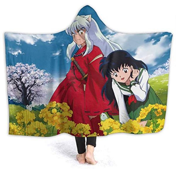 Anime Inuyasha Hooded Blanket - All Season 3D Hooded Blanket for Kids Teens and Adults