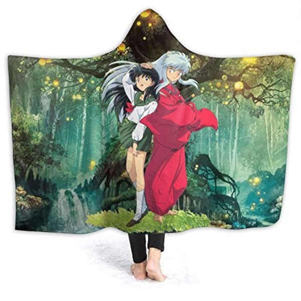 Anime Inuyasha Hooded Blanket - All Season 3D Hooded Blanket for Kids Teens and Adults