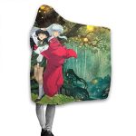 Anime Inuyasha Hooded Blanket - All Season 3D Hooded Blanket for Kids Teens and Adults