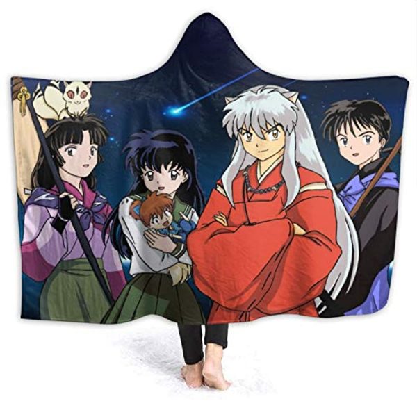 Anime Inuyasha Hooded Blanket - All Season 3D Hooded Blanket for Kids Teens and Adults