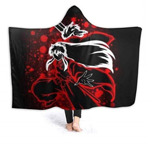 Anime Inuyasha Hooded Blanket - All Season 3D Hooded Blanket for Kids Teens and Adults