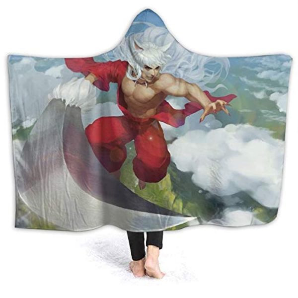 Anime Inuyasha Hooded Blanket - All Season 3D Hooded Blanket for Kids Teens and Adults