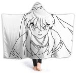 Anime Inuyasha Hooded Blanket - All Season 3D Hooded Blanket for Kids Teens and Adults