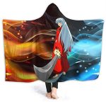 Anime Inuyasha Hooded Blanket - All Season 3D Hooded Blanket for Kids Teens and Adults