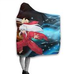 Anime Inuyasha Hooded Blanket - All Season 3D Hooded Blanket for Kids Teens and Adults