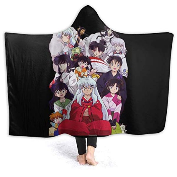 Anime Inuyasha Hooded Blanket - All Season 3D Hooded Blanket for Kids Teens and Adults