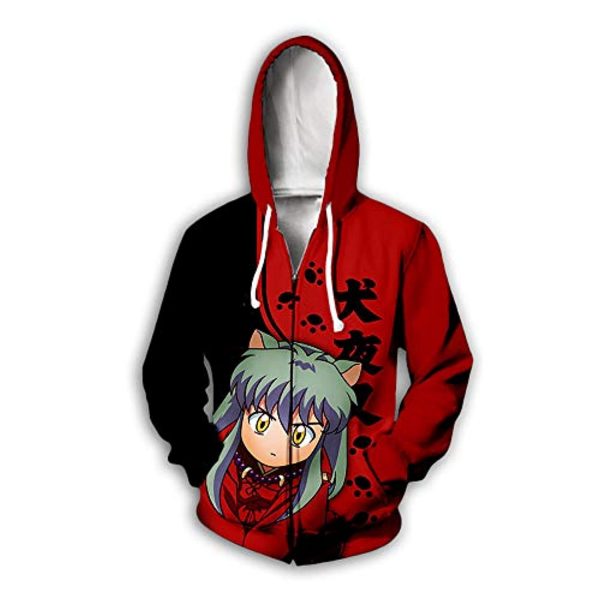 Anime Inuyasha Hoodies - Inuyasha Unisex 3D Printed Zipper Hooded Sweatshirt