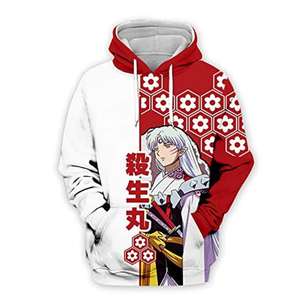 Anime Inuyasha Hoodies - Unisex Sesshōmaru 3D Printed Pullover Hooded Sweatshirt
