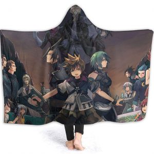 Anime Kingdom Hearts Pilling Proof Flannel Hooded Blanket