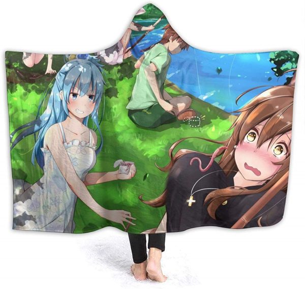 Anime Konosuba Fleece Flannel Blanket - Travel Hooded Blanket