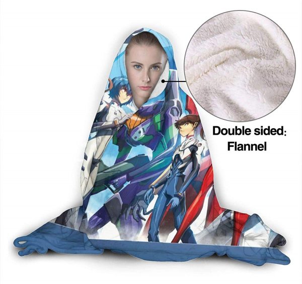Anime Neon Genesis Evangelion Fleece Flannel Hooded Blankets