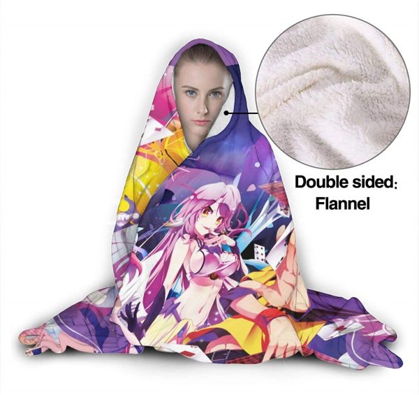Anime No Game No Life Hooded Blanket - Printed Fleece Flannel Blanket
