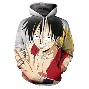 Anime One Piece Monkey D. Luffy 3D Hoodies Pullover Sweatshirt