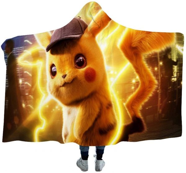 Anime Pokemon Cute Anti-Pilling Flannel Hooded Blanket