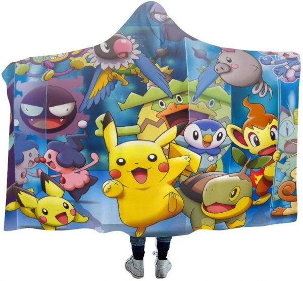 Anime Pokemon Cute Flannel Hooded Blanket