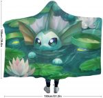 Anime Pokemon Cute Lotad Vaporeon Anti-Pilling Flannel Hooded Blanket