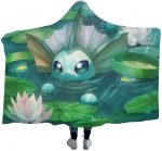 Anime Pokemon Cute Lotad Vaporeon Anti-Pilling Flannel Hooded Blanket