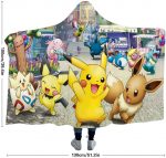 Anime Pokemon Cute Lotad Vaporeon Anti-Pilling Flannel Hooded Blanket