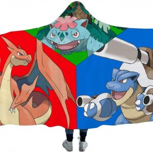 Anime Pokemon Flannel Hooded Blanket