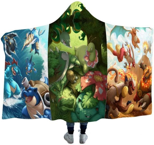 Anime Pokemon Hooded Blanket