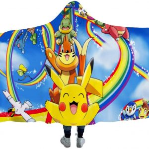 Anime Pokemon Hooded Flannel Blankets