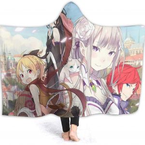 Anime Re Zero Fleece Flannel Hooded Blanket