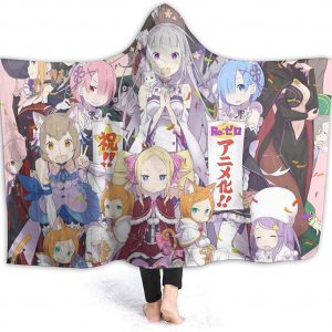 Anime Re Zero Nap Throw Blanket - Printed Hooded Blanket