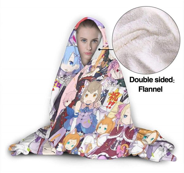 Anime Re Zero Nap Throw Blanket - Printed Hooded Blanket