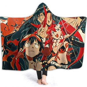 Anime Tengen Toppa Gurren Lagann Blanket - Nap Throw Printed Hooded Blanket