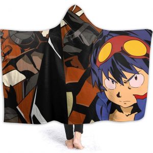 Anime Tengen Toppa Gurren Lagann Fleece Flannel Winter Hooded Blankets