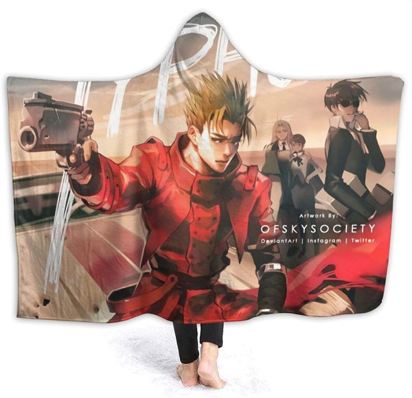 Anime Trigun Pilling Proof Flannel Hooded Blanket