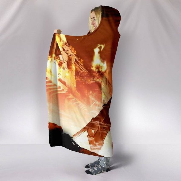 Attack On Titan Fight Hooded Blanket - Anime Black Cool Blanket