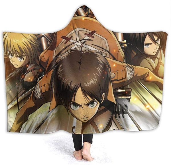 Attack On Titan Fleece Flannel Warm Throw Winter Hooded Blanket