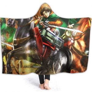 Attack On Titan Fleece Flannel Warm Throw Winter Hooded Blanket