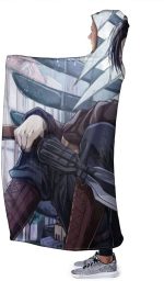 Attack On Titan Hooded Blanket - Anime Levi Ackerman Sword Flannel Blanket