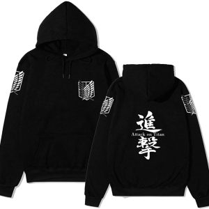 Attack on Titan Hoodie Unisex Wings of Freedom Print Cotton Cozy Anime Cosplay Pullovers Tops Hooded Sweatshirts