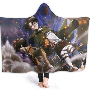 Attack On Titan Levi Ackerman Sword Blanket - Flannel Hooded Blanket