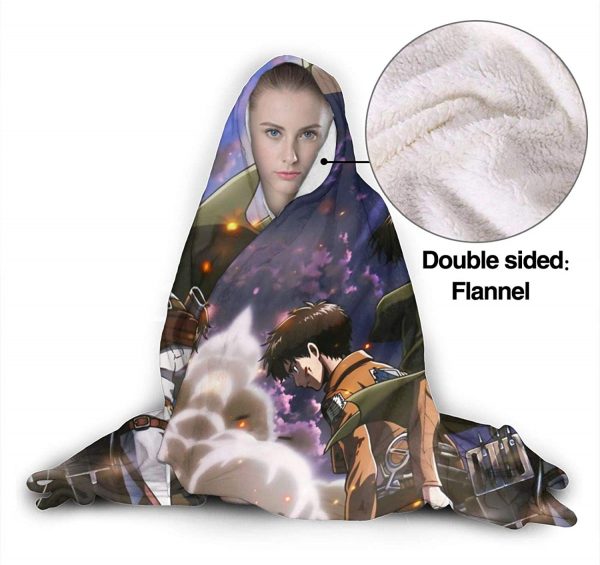 Attack On Titan Levi Ackerman Sword Blanket - Flannel Hooded Blanket
